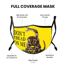 Load image into Gallery viewer, Don't Tread on Me Gadsen Flag Yellow Face Mask