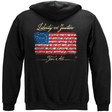 Load image into Gallery viewer, Patriotic 1776 Betsy Ross Flag Liberty and Justice For All Premium Long Sleeve