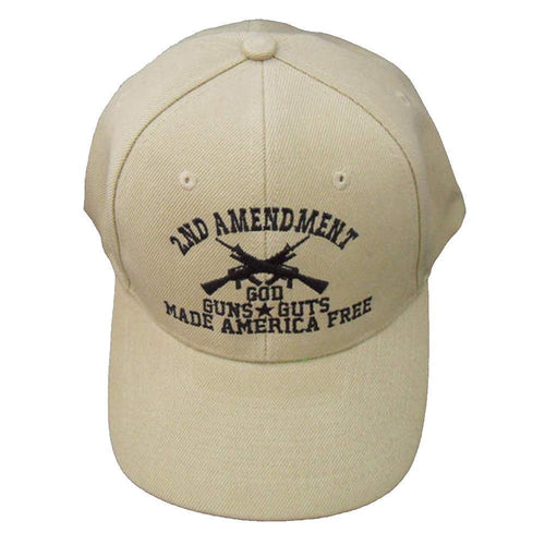 2nd Amendment God Guns Guts Made America Free Cap - Khaki-Military Republic