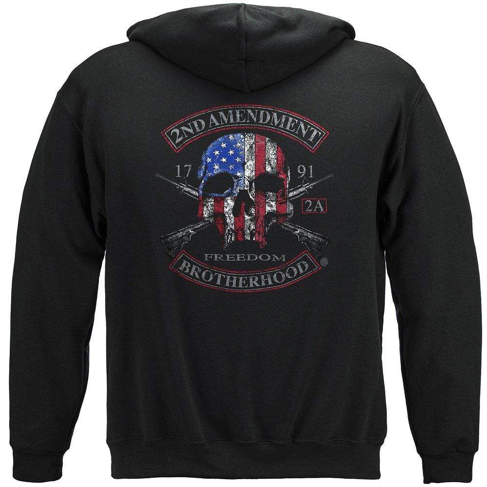 2nd Amendment Brotherhood Biker Skull and Flag Premium Hoodie