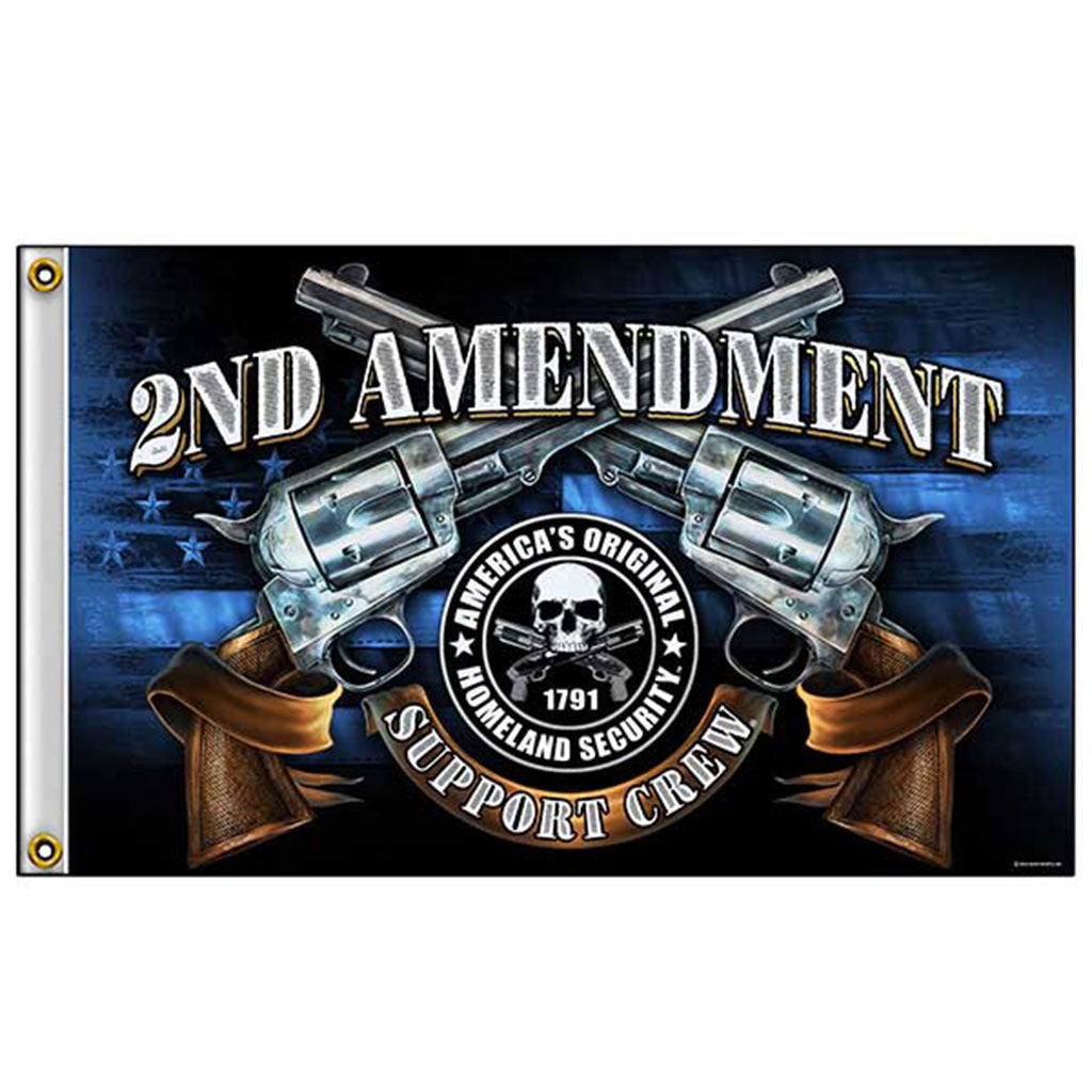 2nd Amendment Support Crew Crossed Pistols Flag 3’X5’