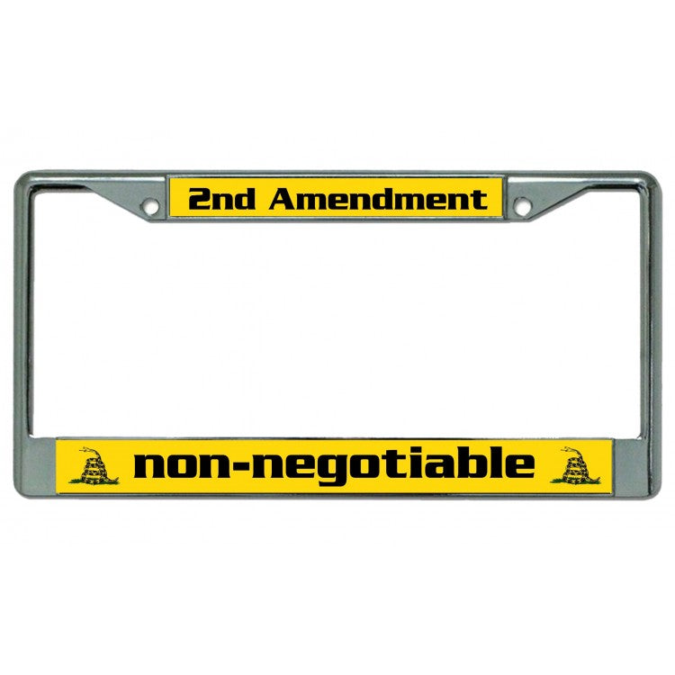 2nd Amendment non-negotiable Chrome License Plate Frame