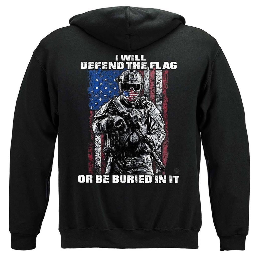 American Flag Defend Or Be Buried Or Be Buried In It Premium Hoodie