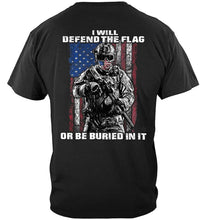 Load image into Gallery viewer, American Flag Defend Or Be Buried Or Be Buried In It Premium T-Shirt
