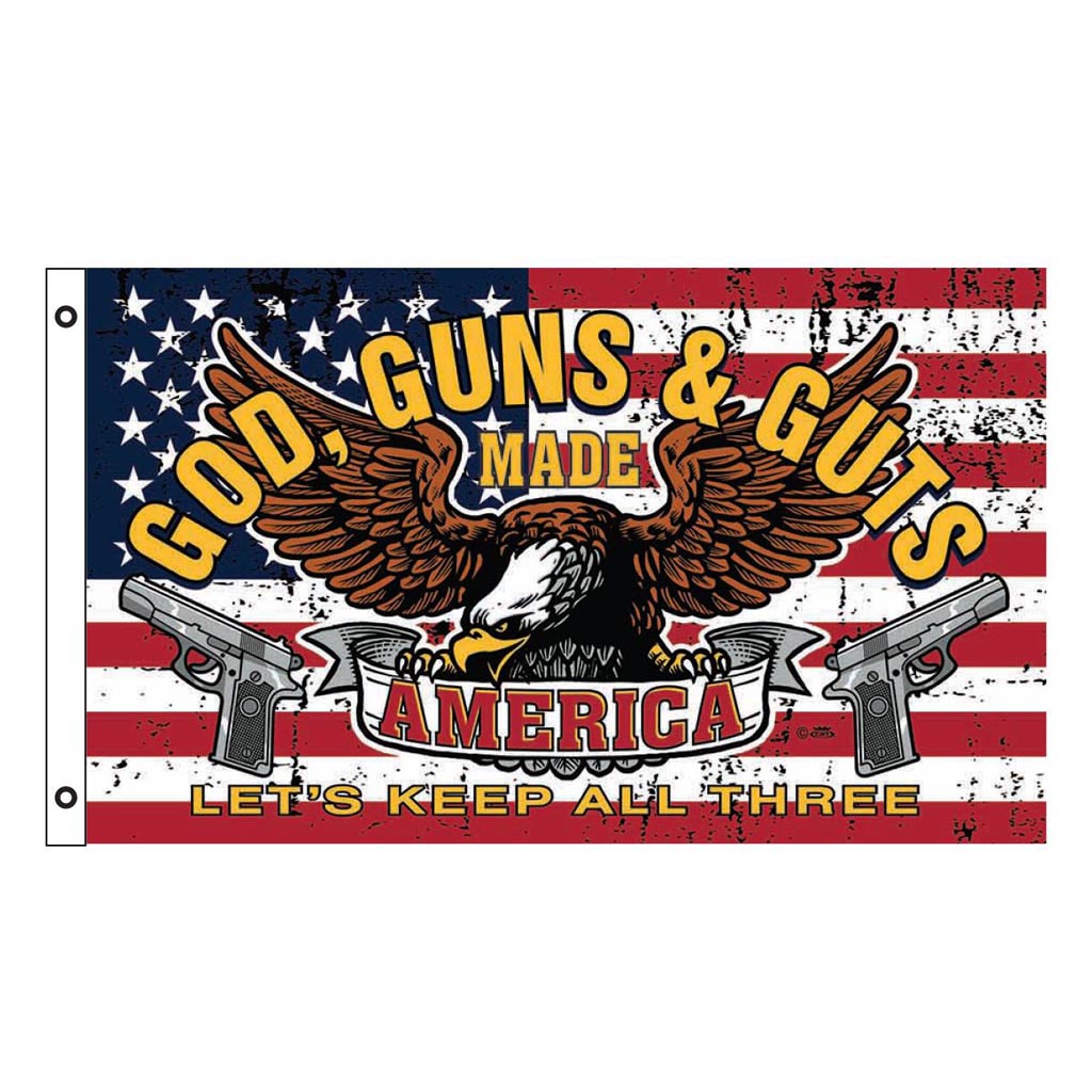 God, Guns & Guts Made America 2nd Amendment 3' x 5' Flag