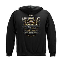 Load image into Gallery viewer, 2nd Amendment - God Guns and Guts Made America Free Hoodie
