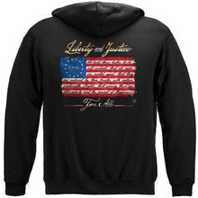 Load image into Gallery viewer, Patriotic 1776 Betsy Ross Flag Liberty and Justice For All Premium Long Sleeve
