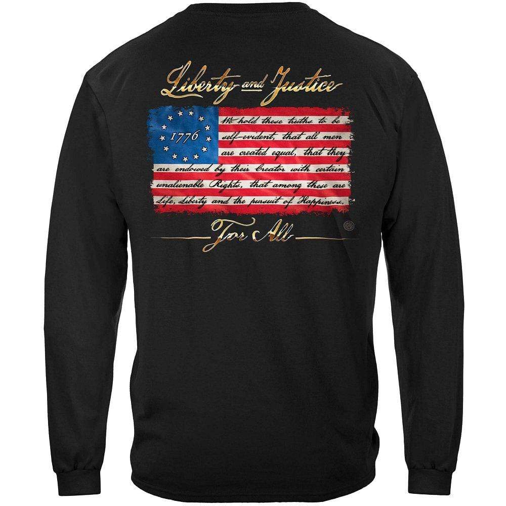 Patriotic 1776 Betsy Ross Flag Liberty and Justice For All Premium Long Sleeve