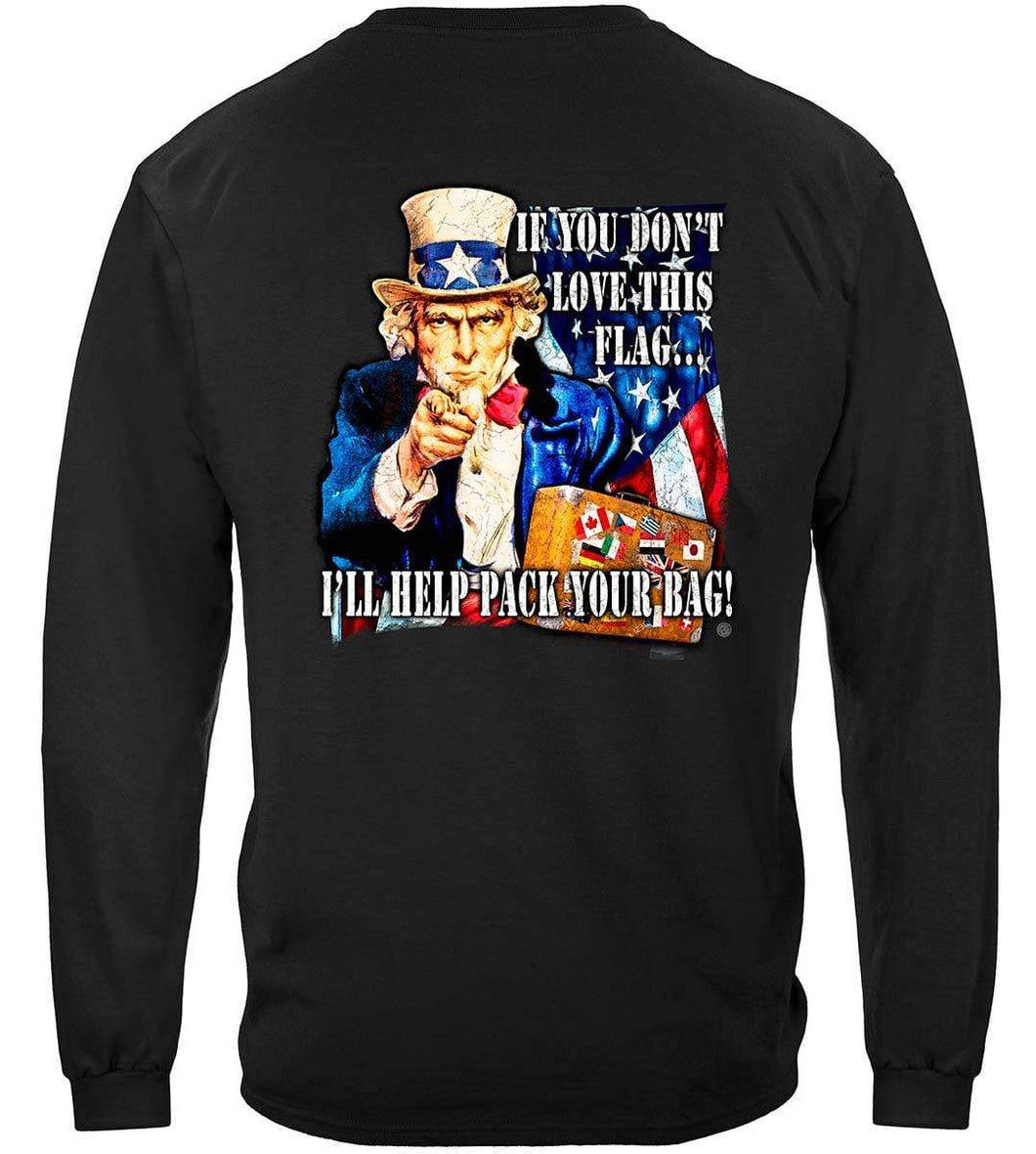 Uncle Sam Pack Your Bags Flag Design Premium Long Sleeve