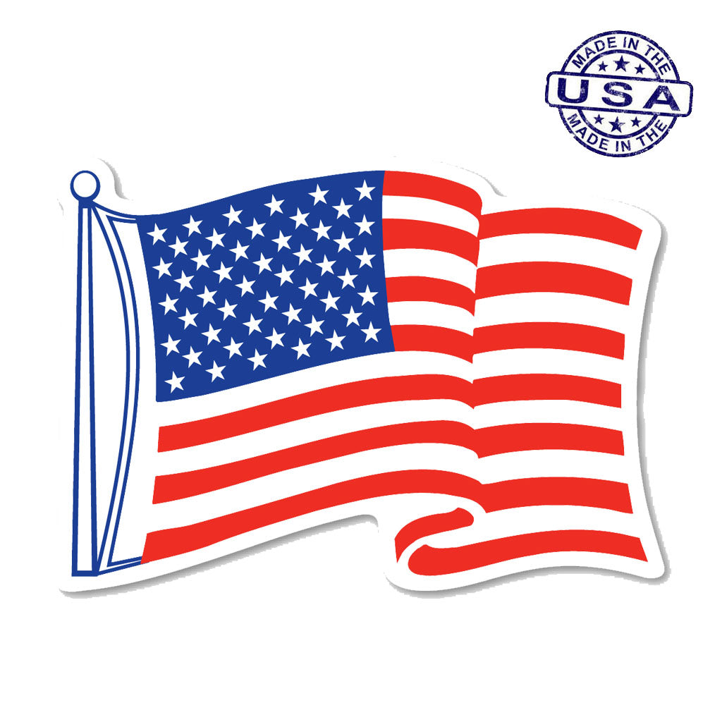 United States Patriotic Waving American Flag Sticker (7.75