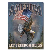 Load image into Gallery viewer, America - Let Freedom Reign Tin Sign-Military Republic
