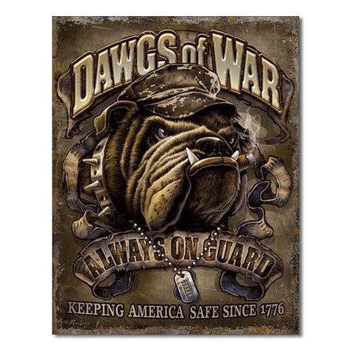 Dawgs of War USMC Tin Sign-Military Republic